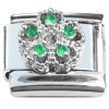 CT2137 Flower Green Bling Italian Charm