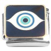CT2160 Evil Eye Protection White Blue on Black Italian Charm