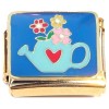 CT2189 Teapot Flowers Gold Base Italian Charm