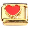 CT2205 Beaded Red Heart on Goldtone Base Italian Charms