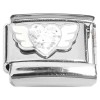 CT2212 White Glitter Heart Wings Italian Charms