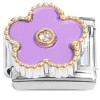 CT2264 Purple Flower Fringed Italian Charm