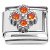 CT2302 Flower Pattern Orange Bling Italian Charm 