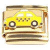 CT2324 Taxi Cab Car Goldtone Base Italian Charm