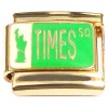 CT2325 Times Square Sign Goldtone Base Italian Charm