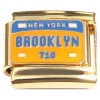CT2326 Brooklyn New York License Plate Goldtone Base Italian Charm