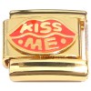 CT2350 Kiss Me Lips Gold Base Italian Charm