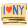 CT2358 I Love New York Heart Gold Base Italian Charm