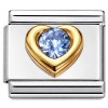CT2383 Light Blue Bling on Heart Italian Charm
