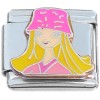 CT3137 Blonde Girl Pink Hat Italian Charm