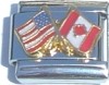 CT3874 Flag of US and Canada Italian Charm