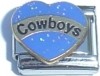 CT3887 Cowboys Blue Heart Italian Charm