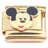 CT4456 Mouse Face Cartoon Goldtone Base Italian Charm