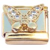 CT4458 Butterfly Bling Wings Goldtone Base Italian Charm