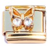 CT4462 Cute Little Bling Butterfly Goldtone Base Italian Charm