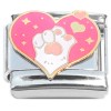 CT4570 White Paw Pink Heart Italian Charm