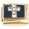 CT4622 Bling Cross Gold Base Italian Charm.