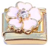 CT4623 Bling Pink Flower Gold Base Italian Charm.