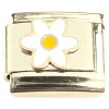 CT4626 White Flower Gold Base Italian Charm.
