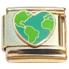 CT4787 Planet Earth Heart Gold Base Italian Charm.