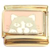 CT4791 Cute Cat Face Gold Base Italian Charm.