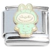 CT4908 Cute Monster Eyes Closed Aqua Italian Charm