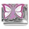 CT4918 Pink Ribbon Butterfly Italian Charm
