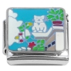 CT4919 White Cat on Roof Italian Charm