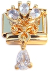 CT4947 Ornate Bling Dangle Goldtone Base Italian Charm