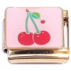 CT4970 Cherries Pink Goldtone Base Italian Charm