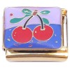 CT4971 Cherries Purple Goldtone Base Italian Charm