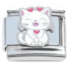 CT4990 White Kitten Cat Red Hearts Italian Charm