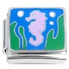 CT4994 Seahorse on Blue Italian Charm