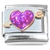 CT6455 Purple Heart With Arrow Italian Charm