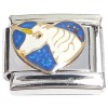 CT6686 White Unicorn Blue Heart Italian Charm