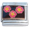 CT6777 Pink and Yellow Flowers on Black Italian Charm