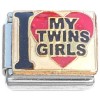 CT6787 I Love My Twin Girls Red Heart Italian Charm