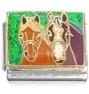 CT6803 Horses Green Glitter Italian Charm