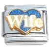 CT6807 Wife White Letters Blue Heart Italian Charm