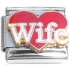 CT6808 Wife White Letters Red Heart Italian Charm