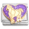 CT6832 White Horse Purple Heart Italian Charm