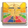 CT6850 Cross Colorful Stained Glass Window Italian Charm
