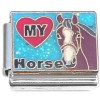 CT6875 I Love My Horse Blue Italian Charm
