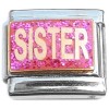 CT6899 Sister Pink Glitter Italian Charm