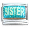 CT6901 Sister Blue Glitter Italian Charm