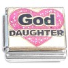 CT6920 God Daughter Pink Glitter Heart Italian Charm