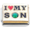 CT6992 I Love My Son Green Bling Italian Charm