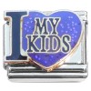 CT7011 I Love My Kids Purple Glitter Heart Italian Charm