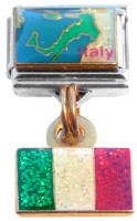 CT7091 Italy Country and Flag Dangle Italian Charm