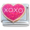 CT7142 XOXO Glitter Red Heart Italian Charm